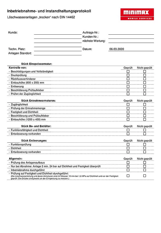 Wartung gemäß Norm und Herstellervorschriften